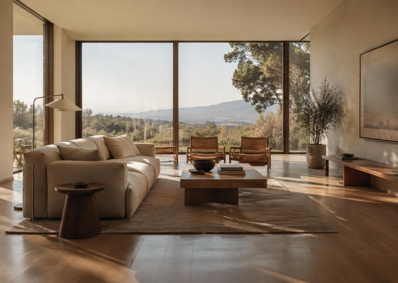 Sunlit minimalist living room